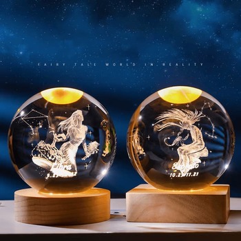 Celestial 3D Crystal Ball: Laser-Engraved Constellation Gift
