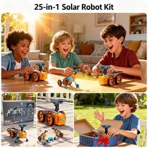 Kids building solar robot kit